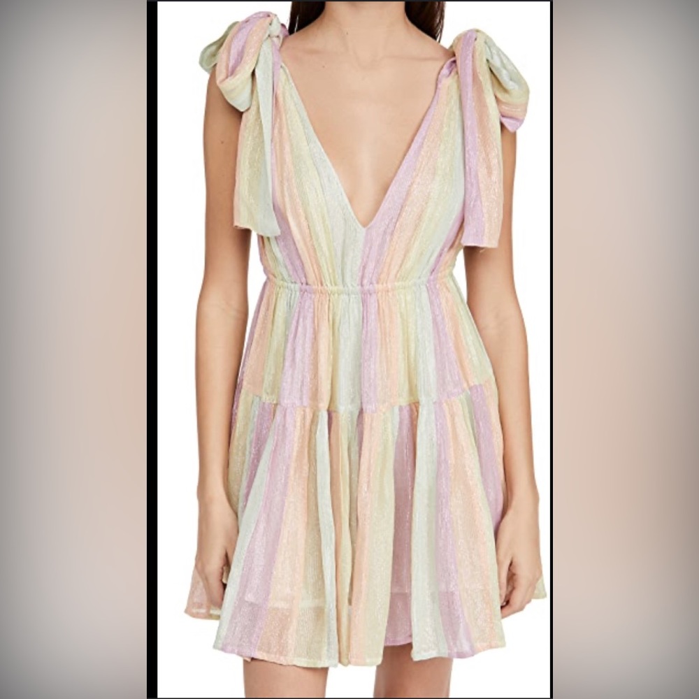 NWB bought on shop bop Sundress brand metallic tie top mini swing dress